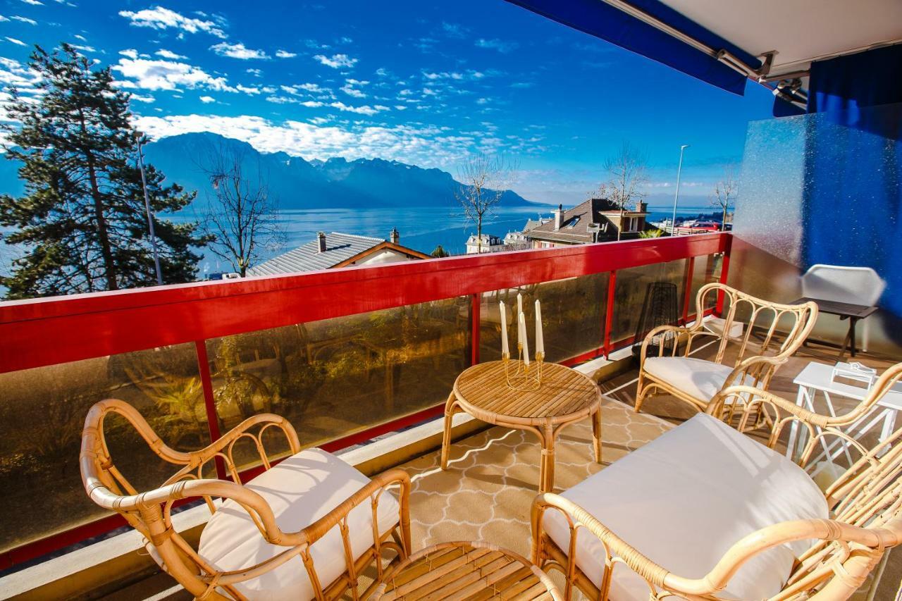 Terrace With Lake & Mountain View Montreux Exteriér fotografie